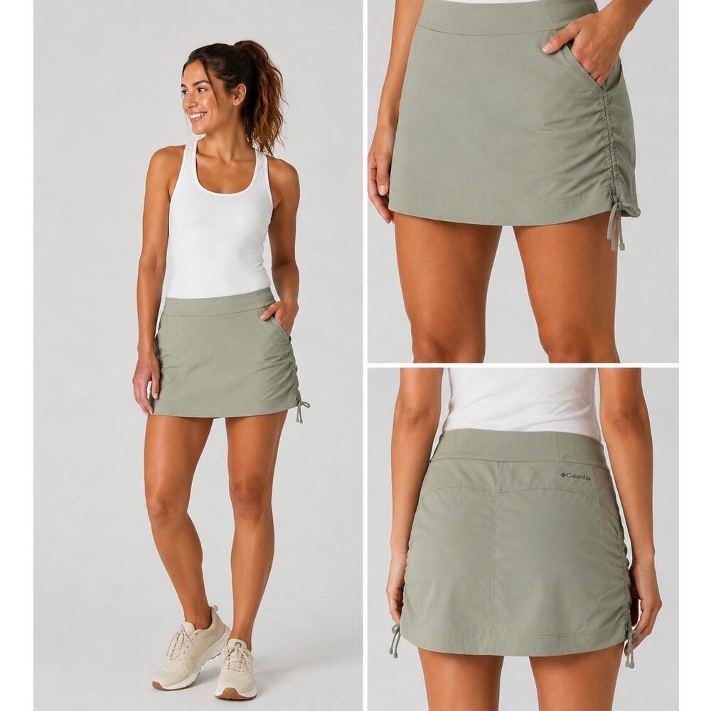 Columbia Anytime Casual Omni-Shield Ruched Skort Green Taupe Medium